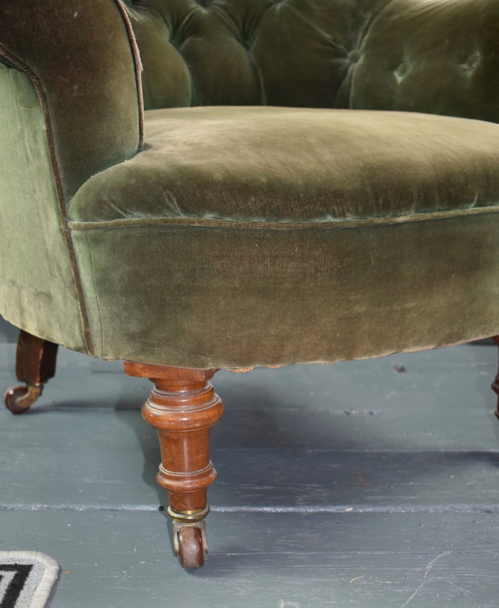 Antique Victorian Button Back Armchair for recovering
 View V