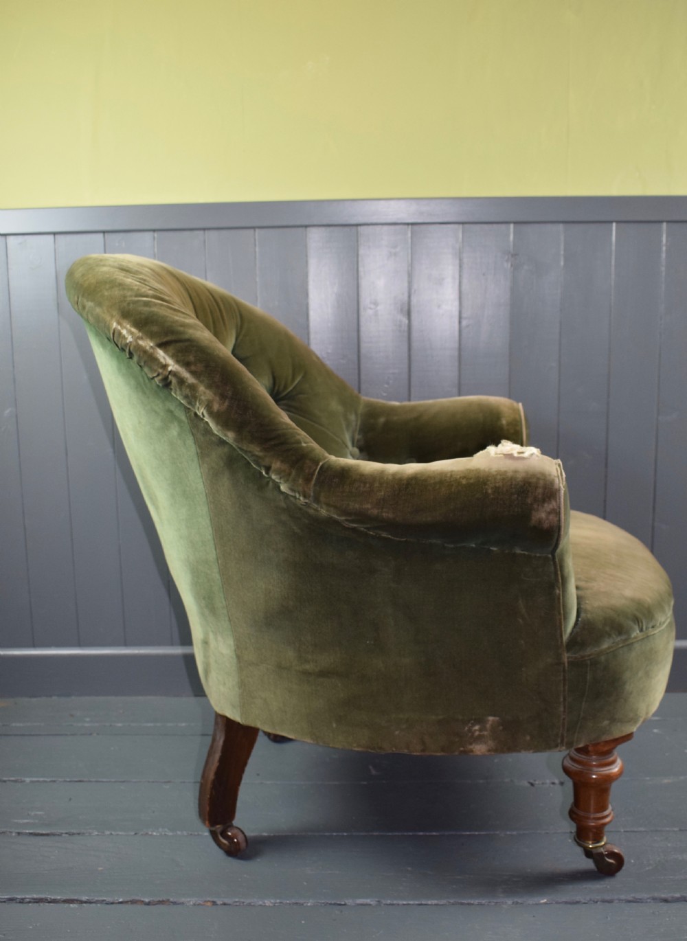 Antique Victorian Button Back Armchair for recovering
 View VI