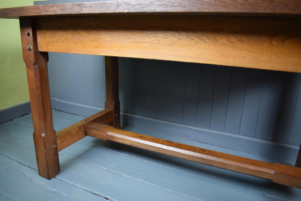 Arts & Crafts oak refectory trestle dining table View VI