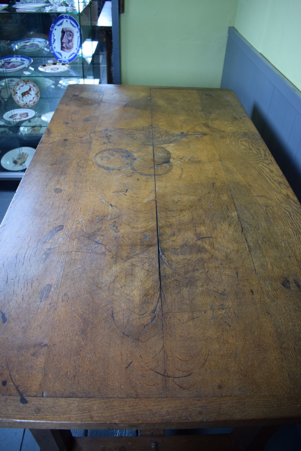 Arts & Crafts oak refectory trestle dining table View VIII