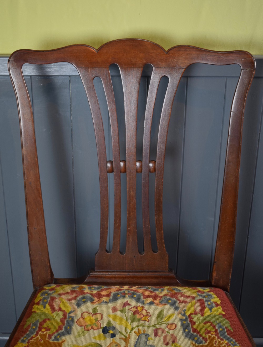 Set of four Georgian mahogany dining chairs with needlework seats View VI