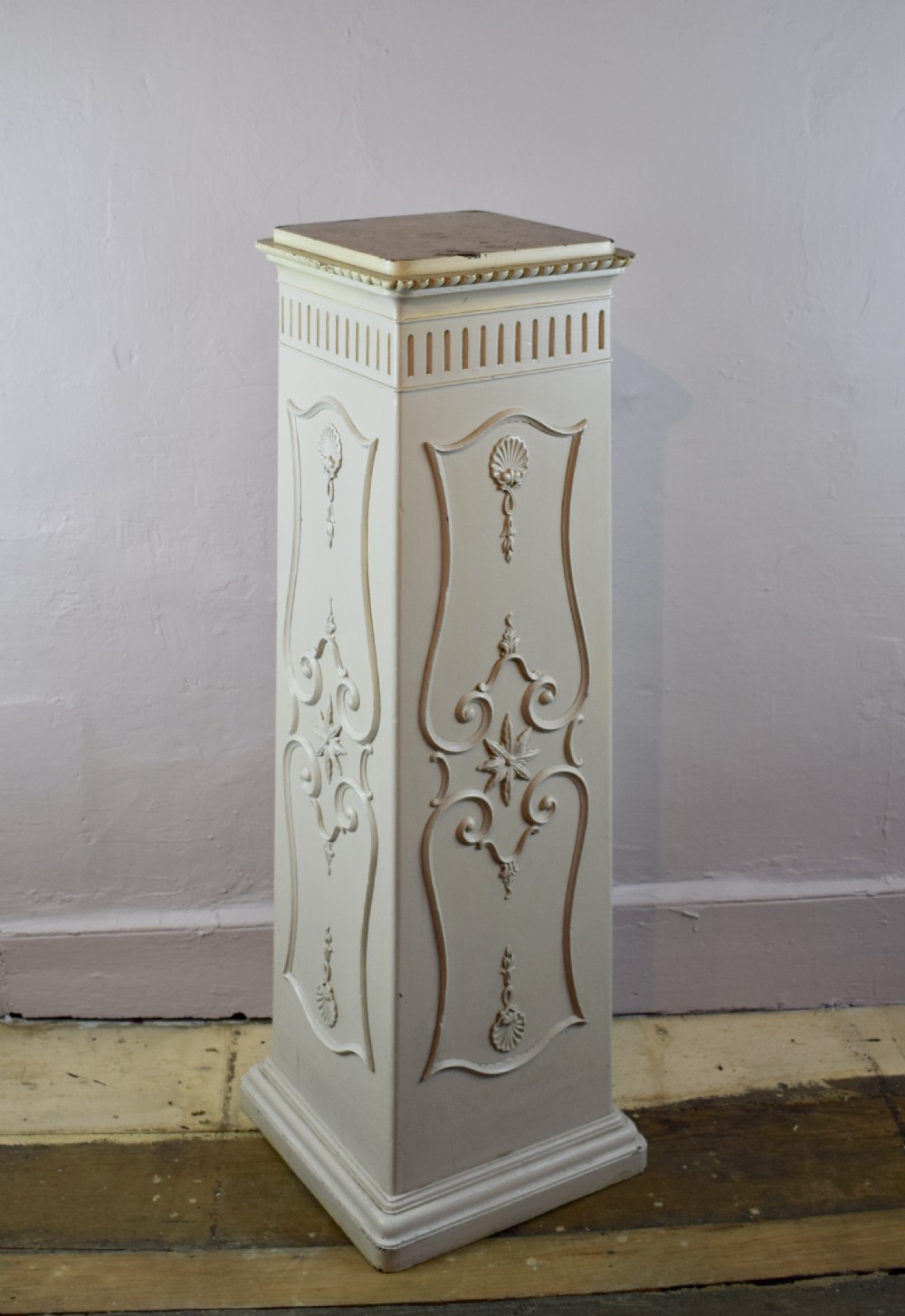 Edwardian Mahogany cream painted pedestal