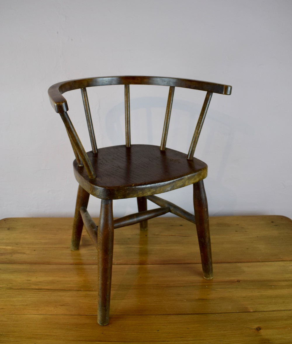 Vintage Child's Ash & Elm bowback stickback chair