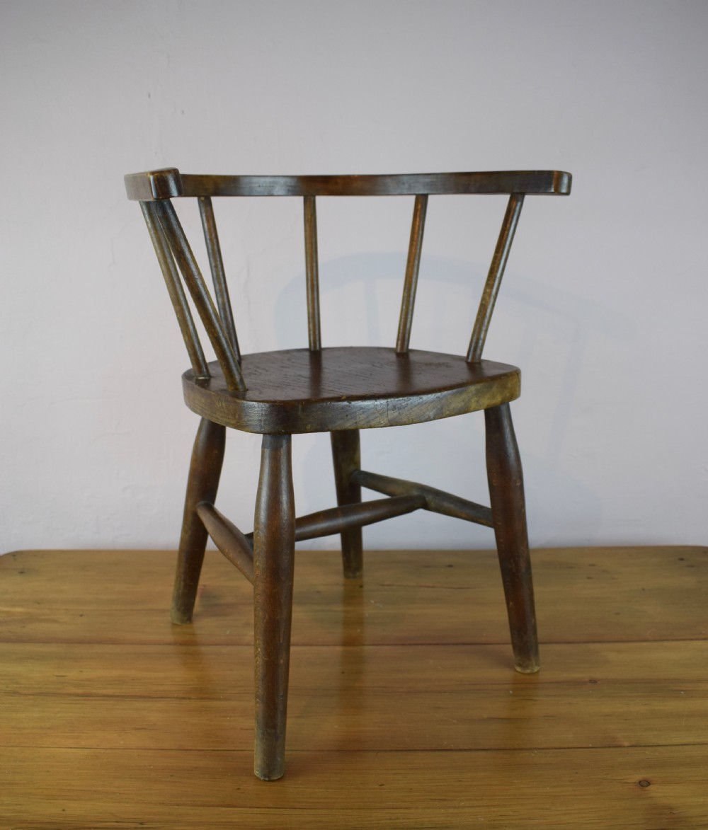 Vintage Child's Ash & Elm bowback stickback chair View III