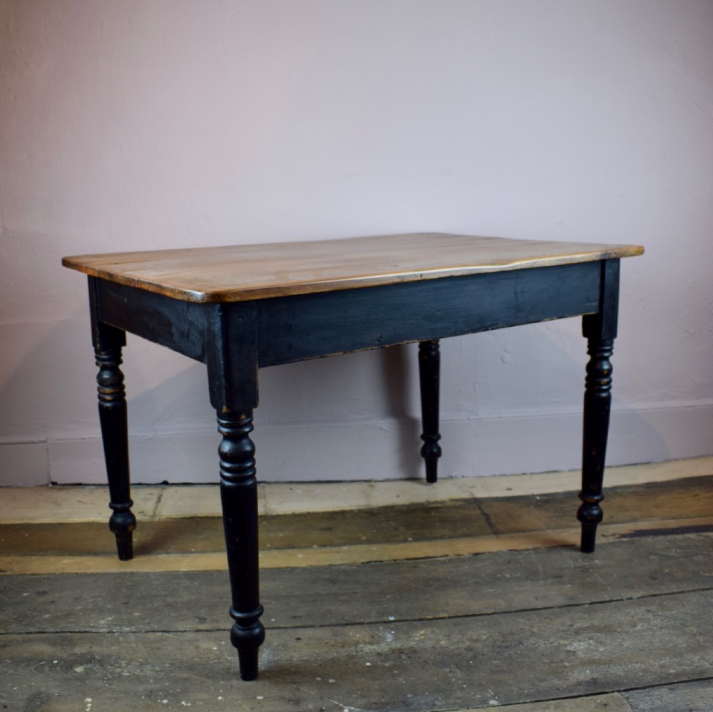 An Antique Victorian Pine Kitchen Table in Original Paint