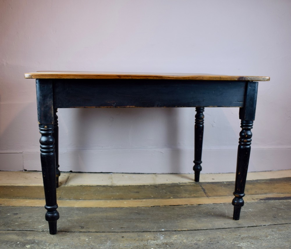 An Antique Victorian Pine Kitchen Table in Original Paint View II