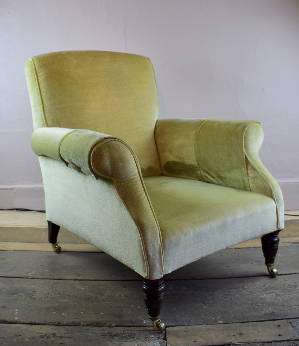 Antique Victorian library armchair or generous proportions