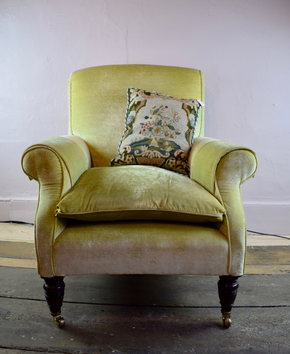 Antique Victorian library armchair or generous proportions View IV
