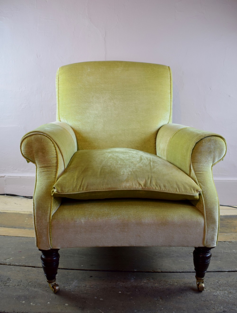 Antique Victorian library armchair or generous proportions View V