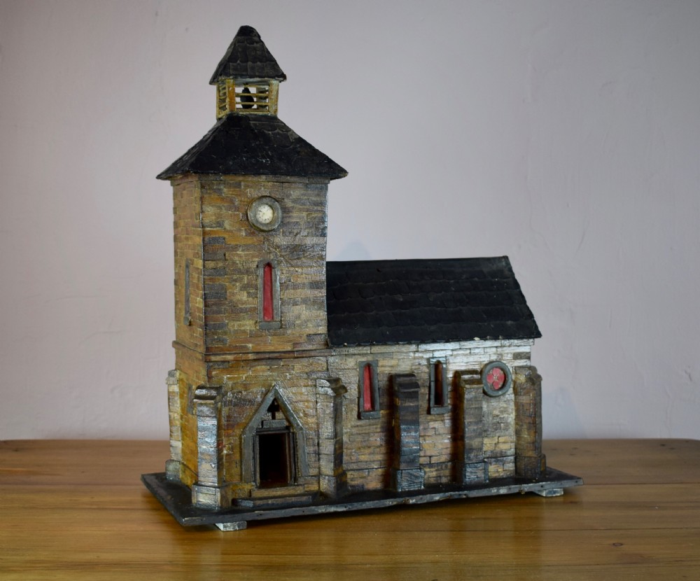 Vintage French Folk Art model of a church