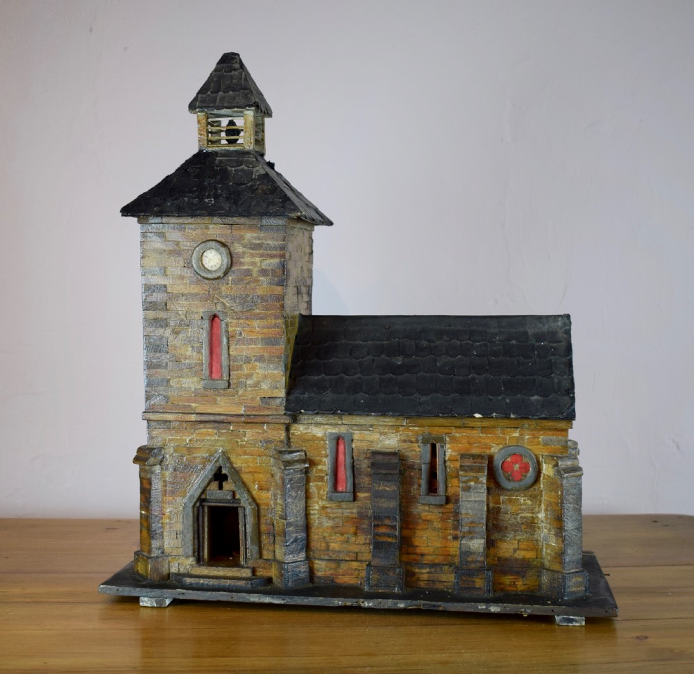 Vintage French Folk Art model of a church View II