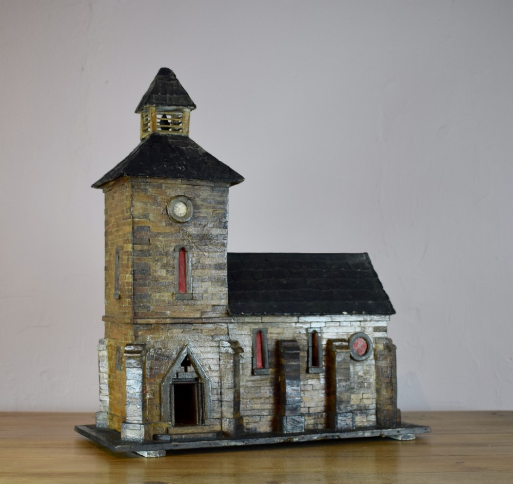 Vintage French Folk Art model of a church View III