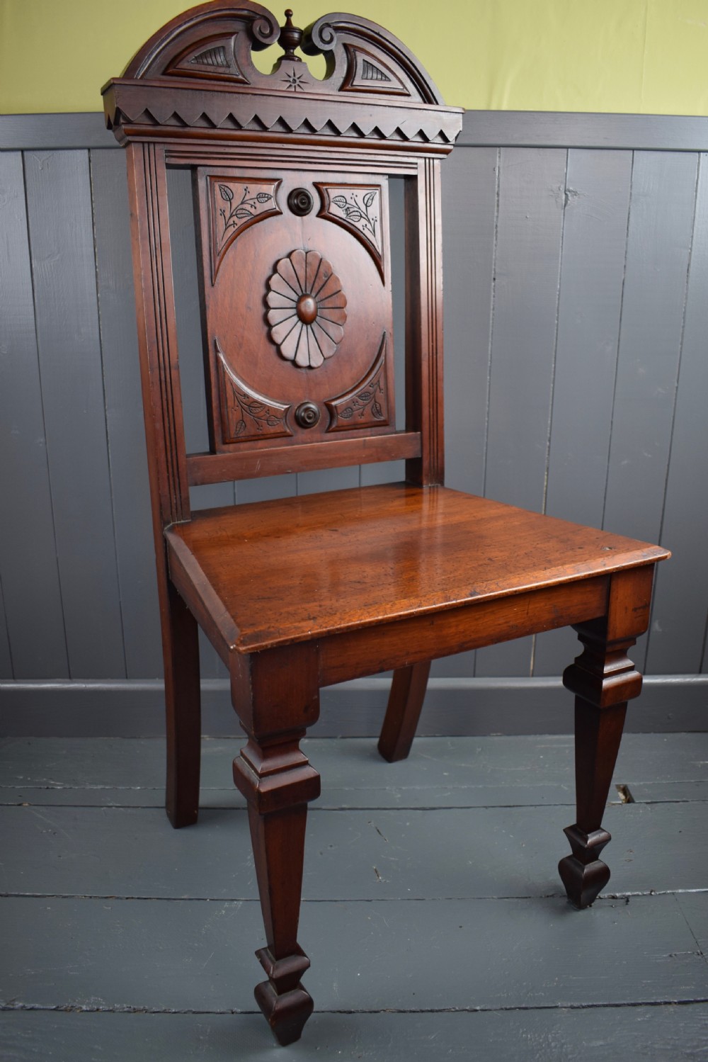 Pair of Victorian Mahogany Hall Chairs View VI