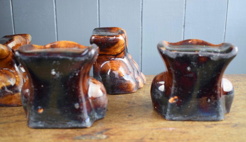 Four Rockingham Treacle Glazed Lion Paw Furniture Supports View III
