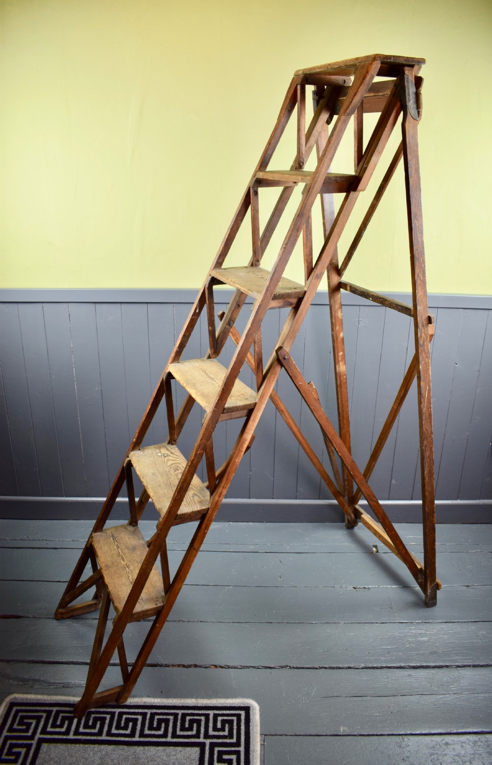 A Jones's Patent Folding Library or Shop Step Ladder dated 1919