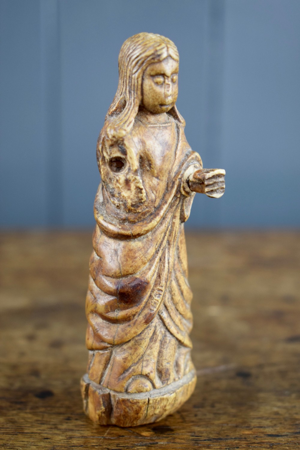 Medieval ivory figural carving of The Virgin Mary View II
