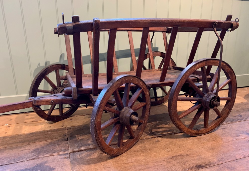Antique French Iron Bound Dog or Goat Cart View II