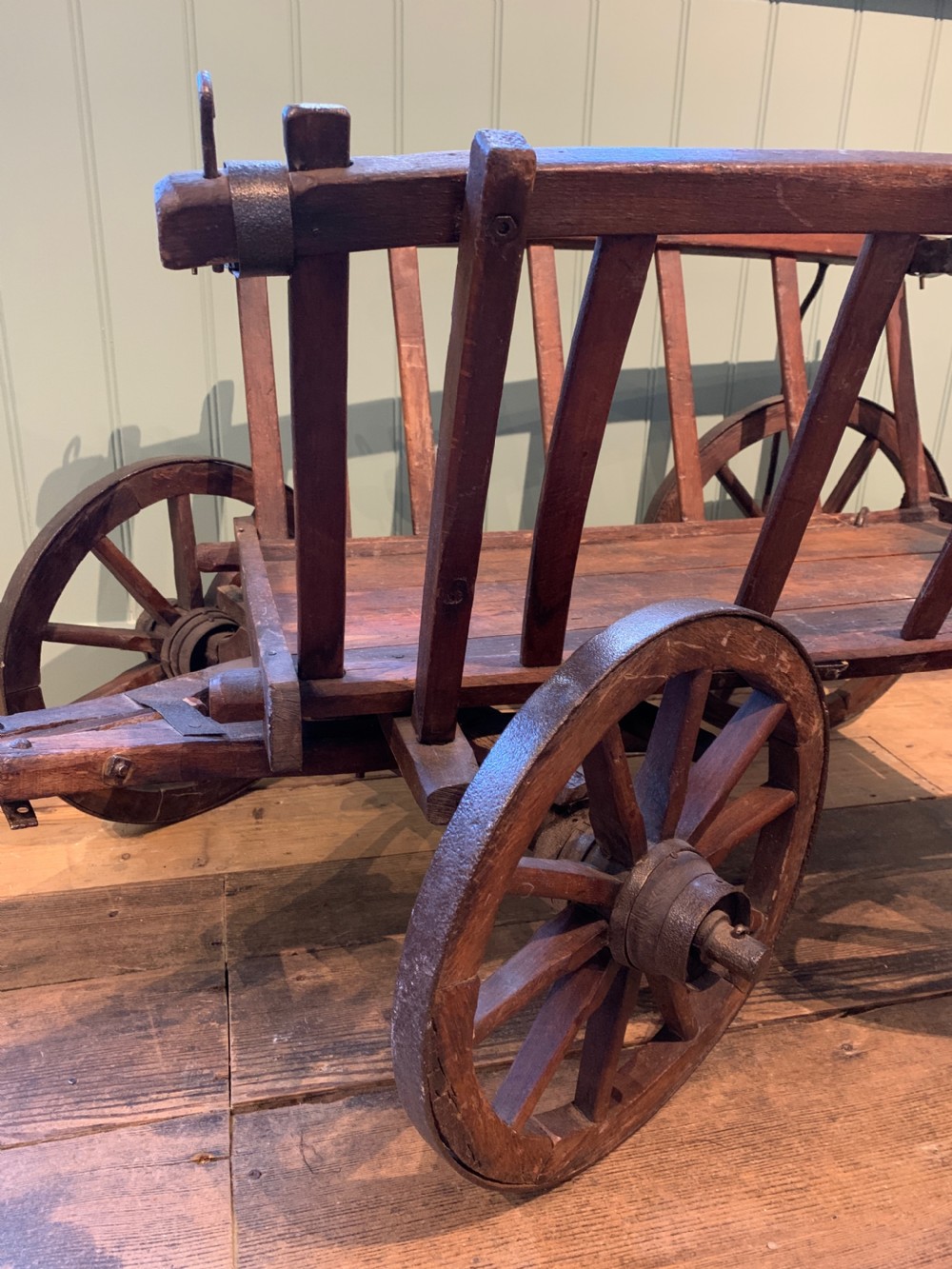 Antique French Iron Bound Dog or Goat Cart View III