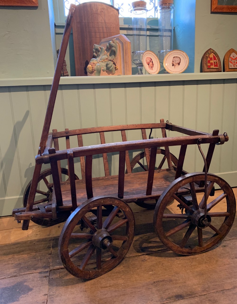 Antique French Iron Bound Dog or Goat Cart View IV