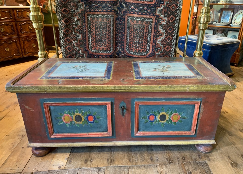 Antique Swedish painted pine Folk Art  coffer View II