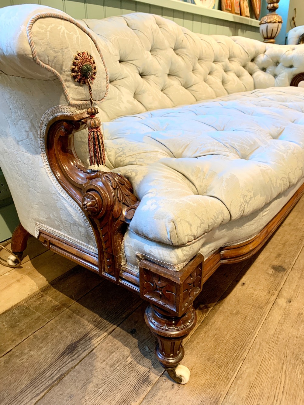 Superb quality Victorian walnut button back sofa View IV