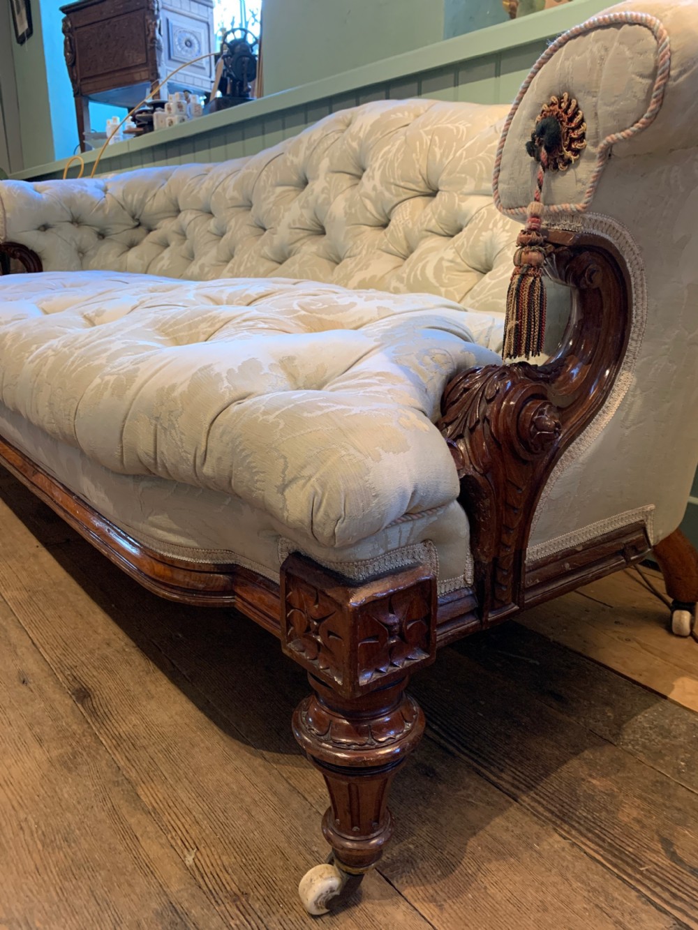Superb quality Victorian walnut button back sofa View VI