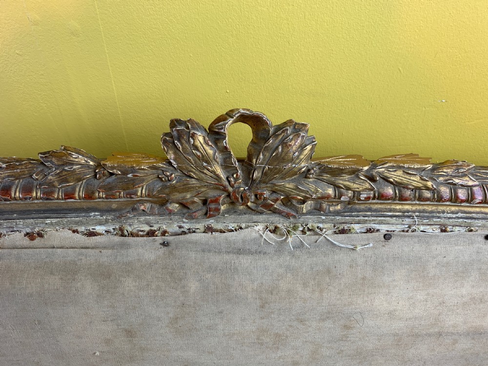 Antique French painted and gilt wood sofa in Louis XVI style View VI