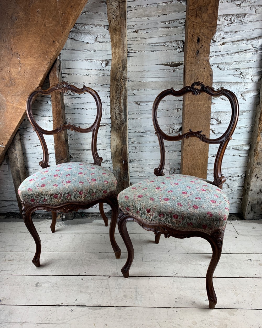 Pair of French Walnut Bedroom Chairs in Louis XV Style View IV