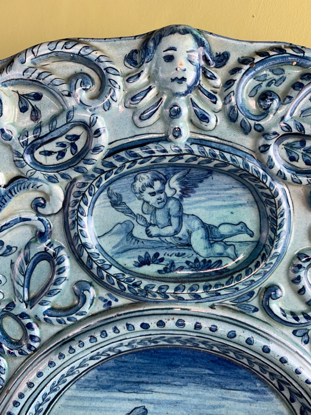 Cantagalli Renaissance revival blue & white faience charger View IV