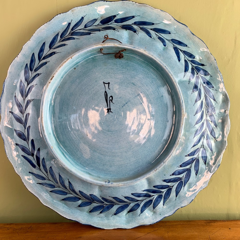 Cantagalli Renaissance revival blue & white faience charger View VIII