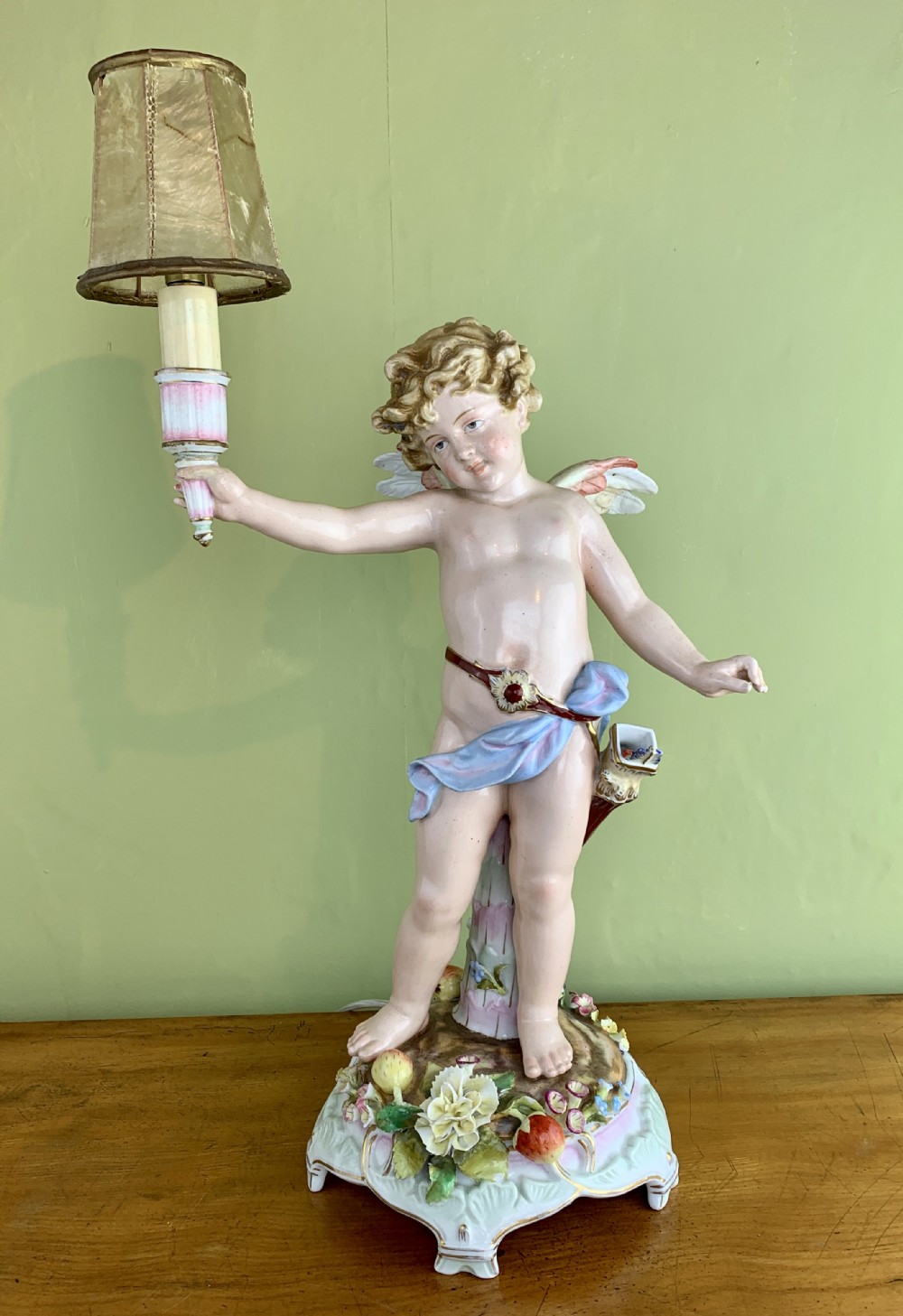 German Schierholz Porcelain Cherub table lamp