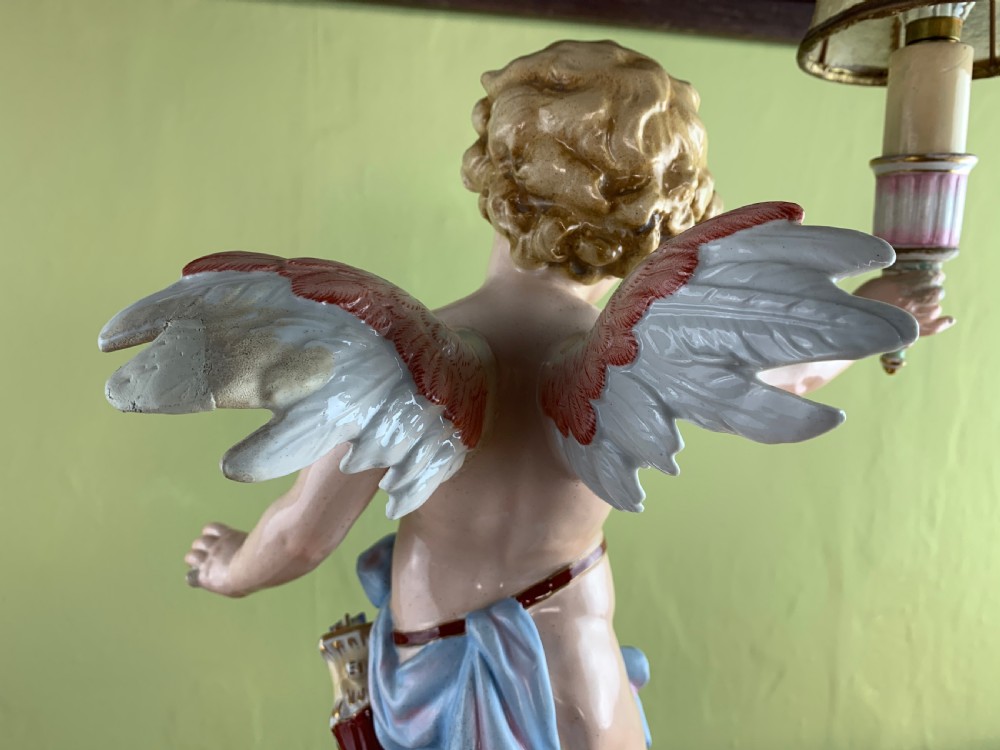 German Schierholz Porcelain Cherub table lamp View IV