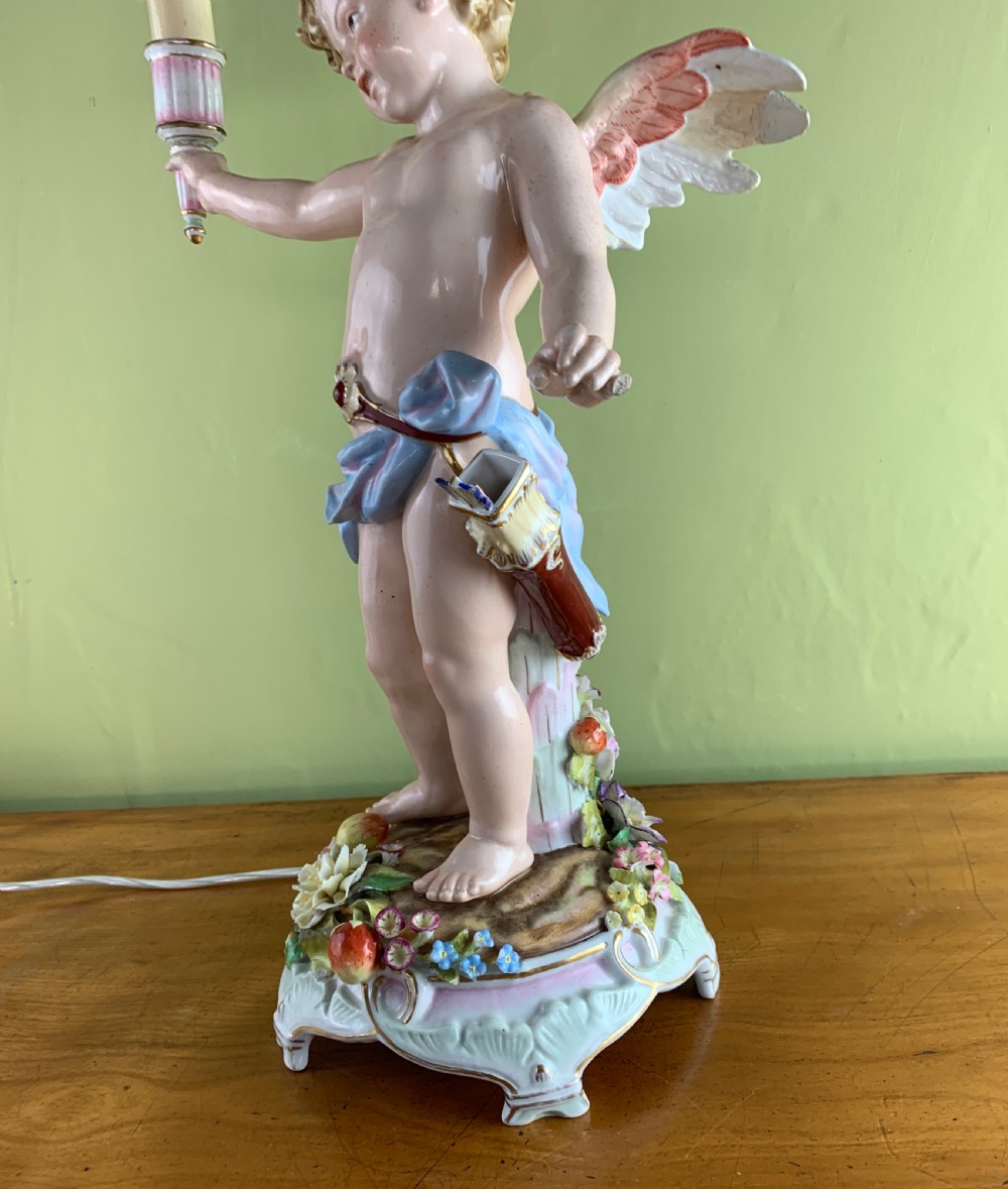 German Schierholz Porcelain Cherub table lamp View V