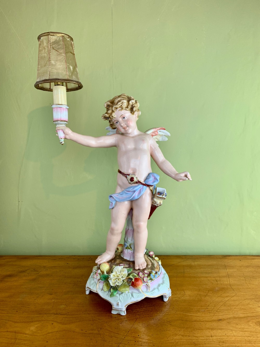 German Schierholz Porcelain Cherub table lamp View X