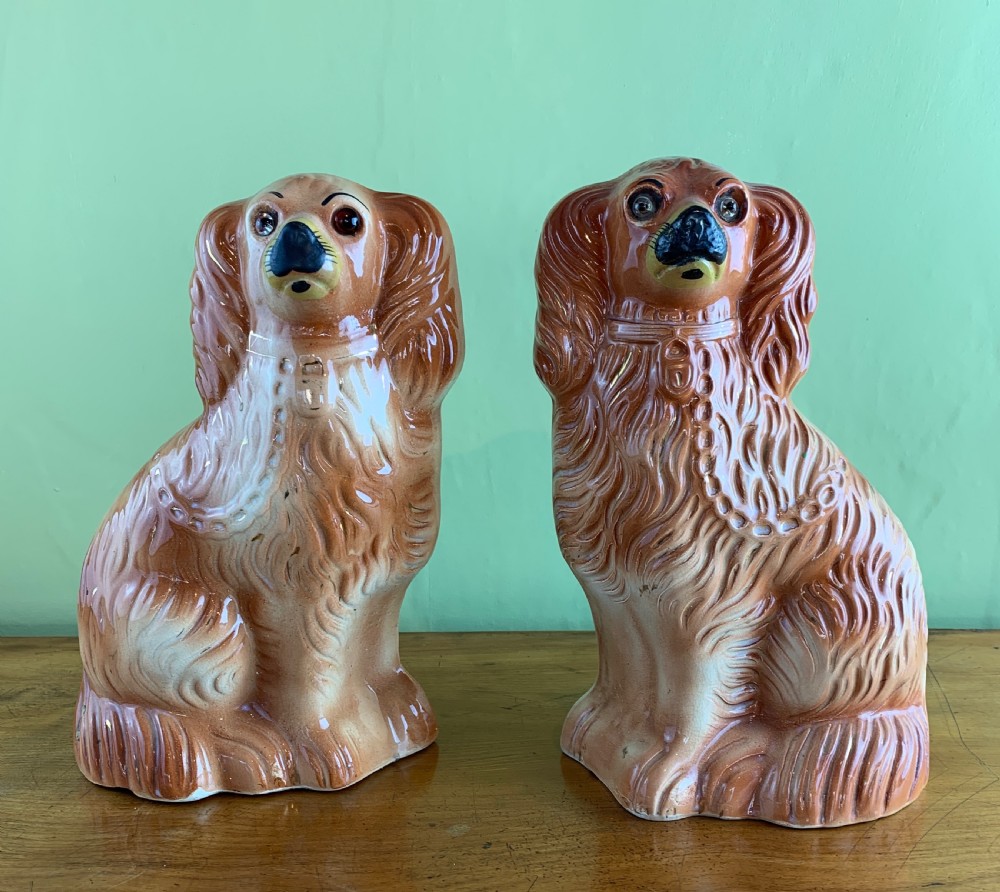 Pair of Victorian Staffordshire Pottery Dogs