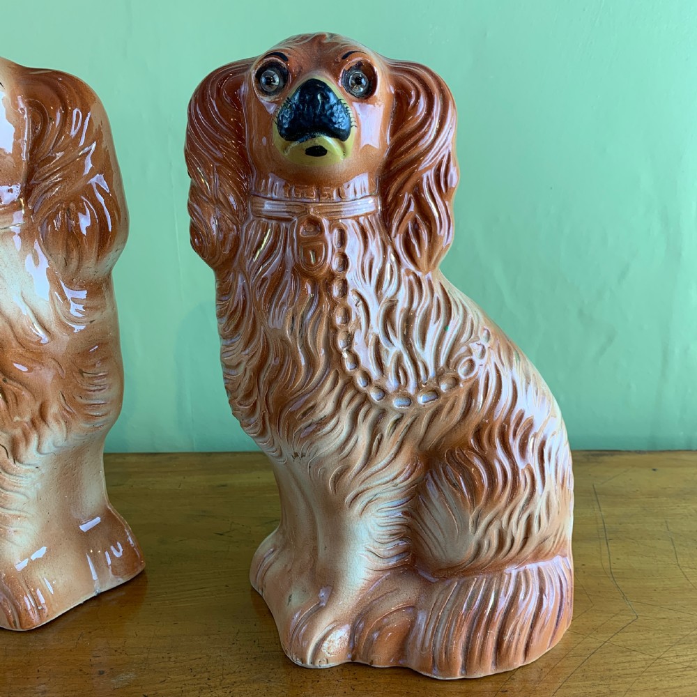 Pair of Victorian Staffordshire Pottery Dogs View III