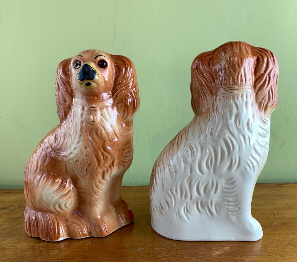 Pair of Victorian Staffordshire Pottery Dogs View IV
