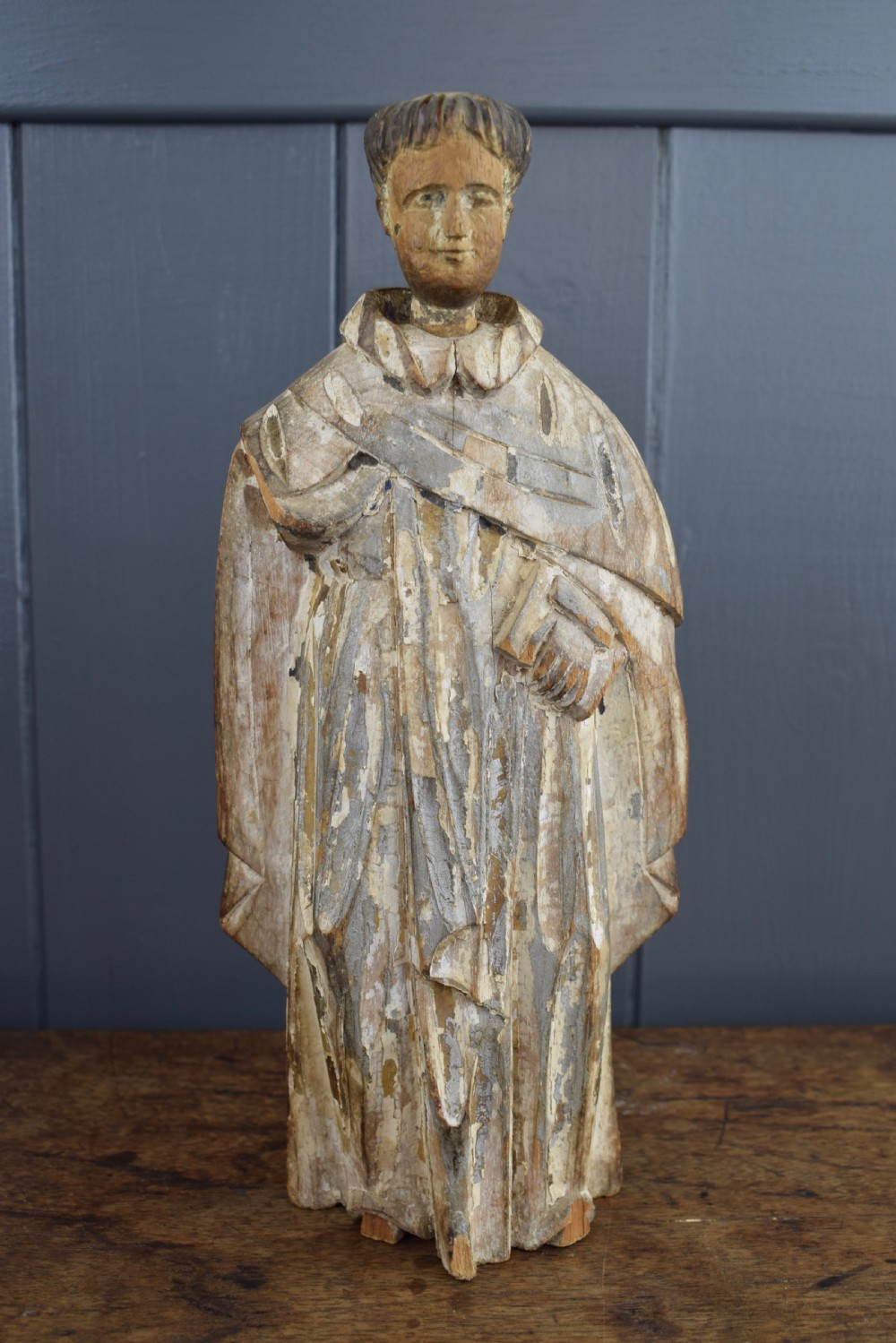 Spanish Colonial religious figural carving of a monk