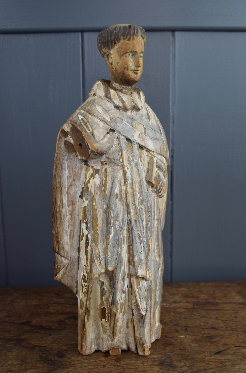 Spanish Colonial religious figural carving of a monk View III