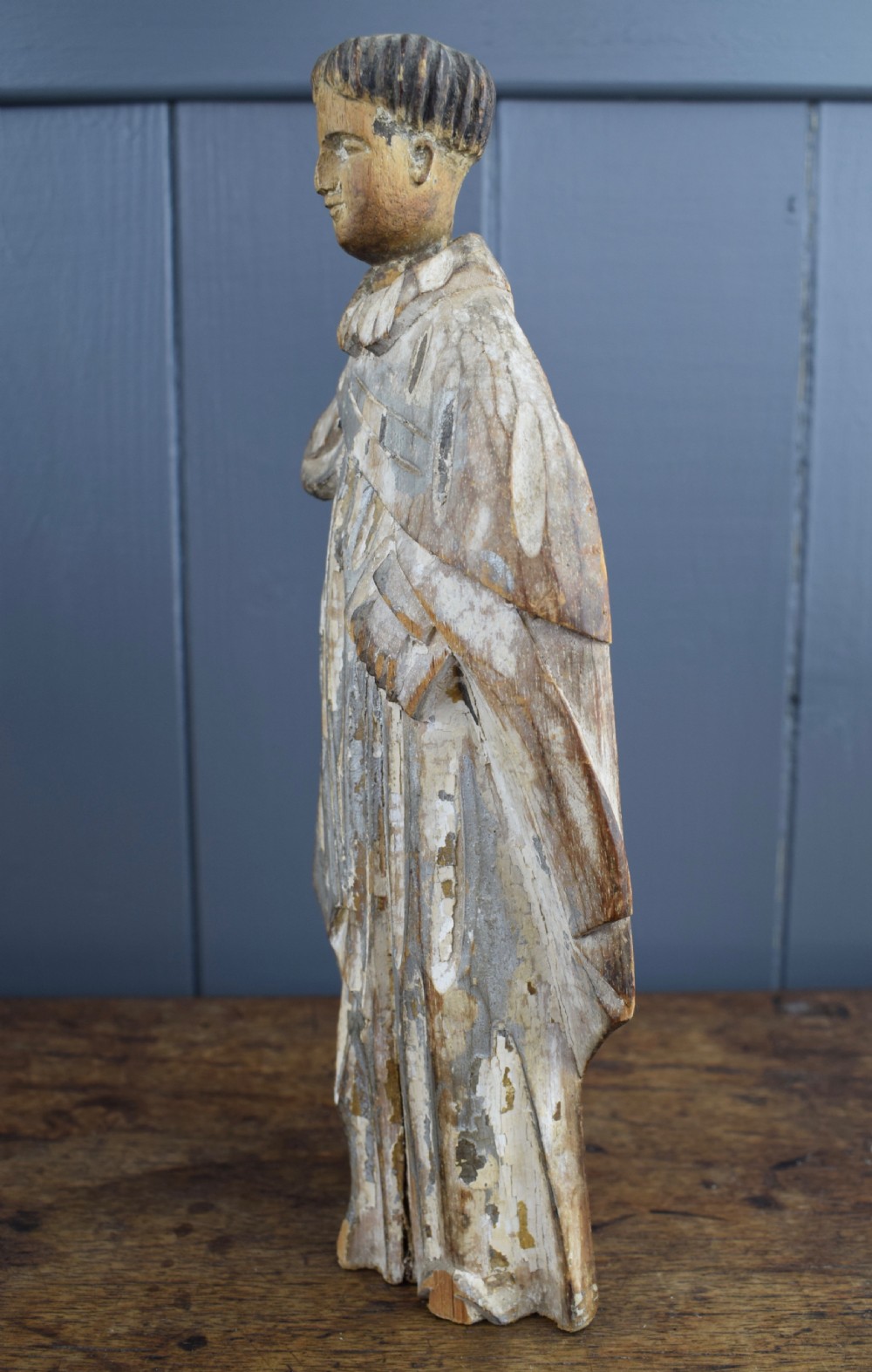 Spanish Colonial religious figural carving of a monk View V