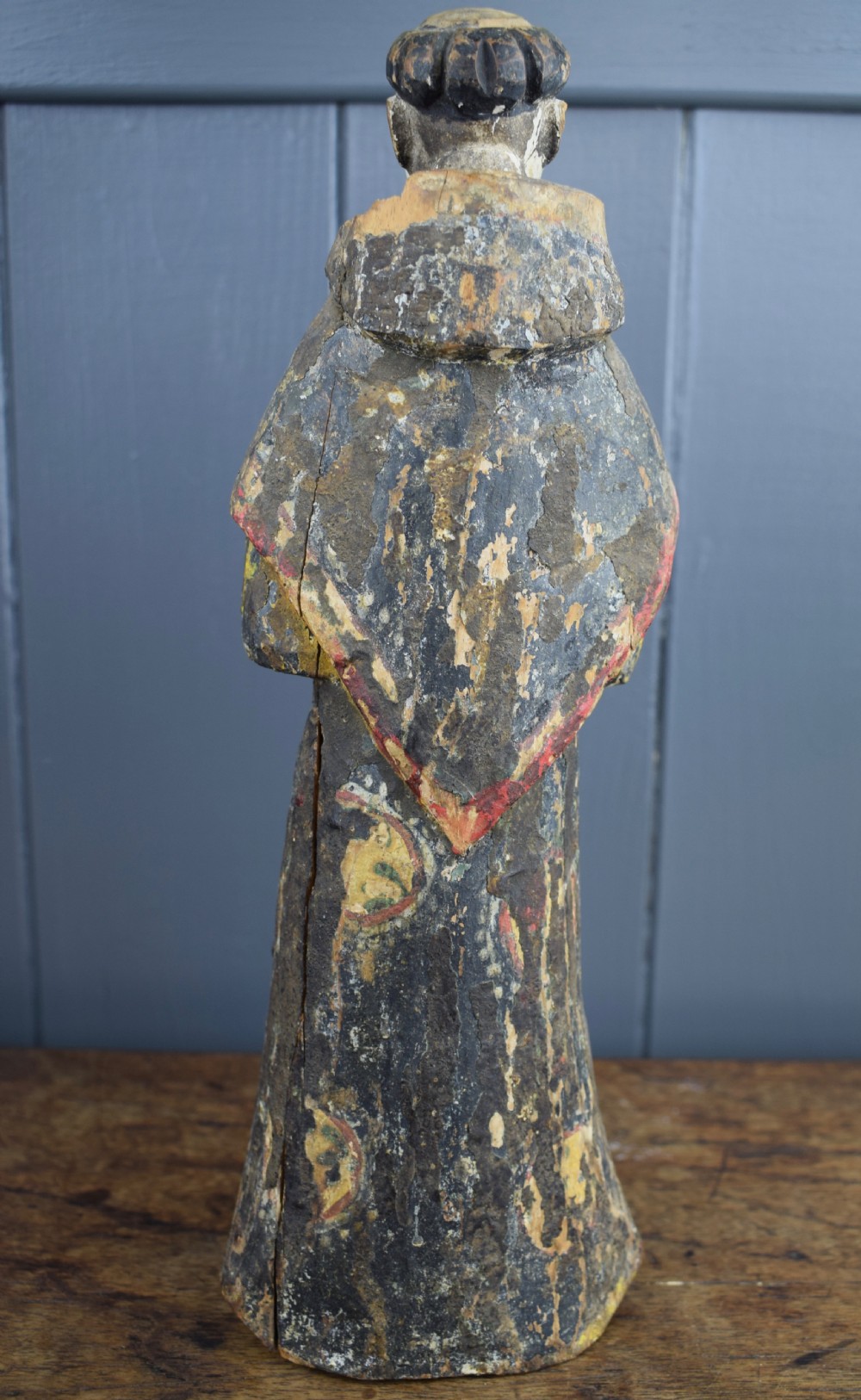 Spanish Colonial carved figure of a monk in original paint View IV
