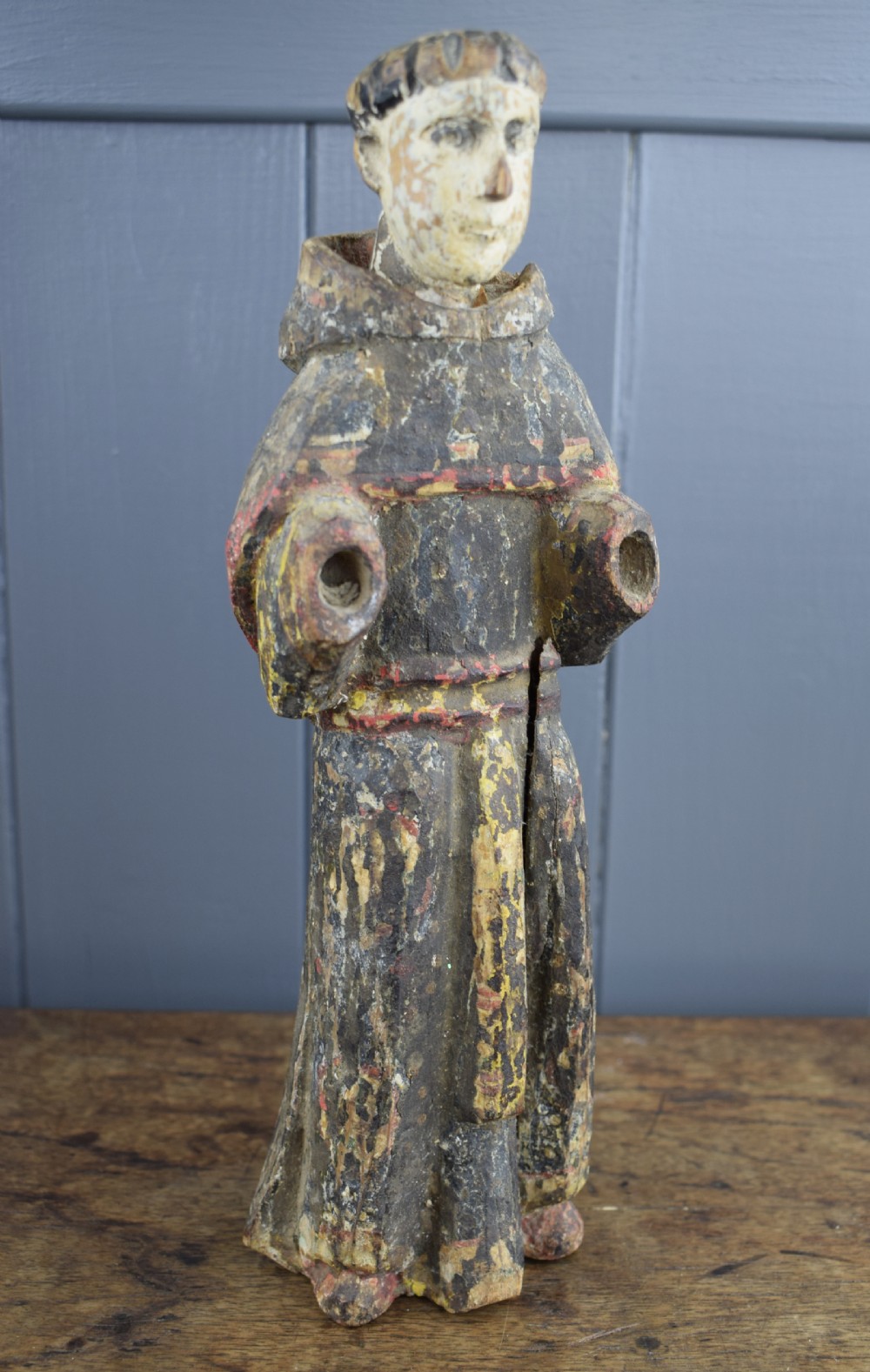 Spanish Colonial carved figure of a monk in original paint View VI