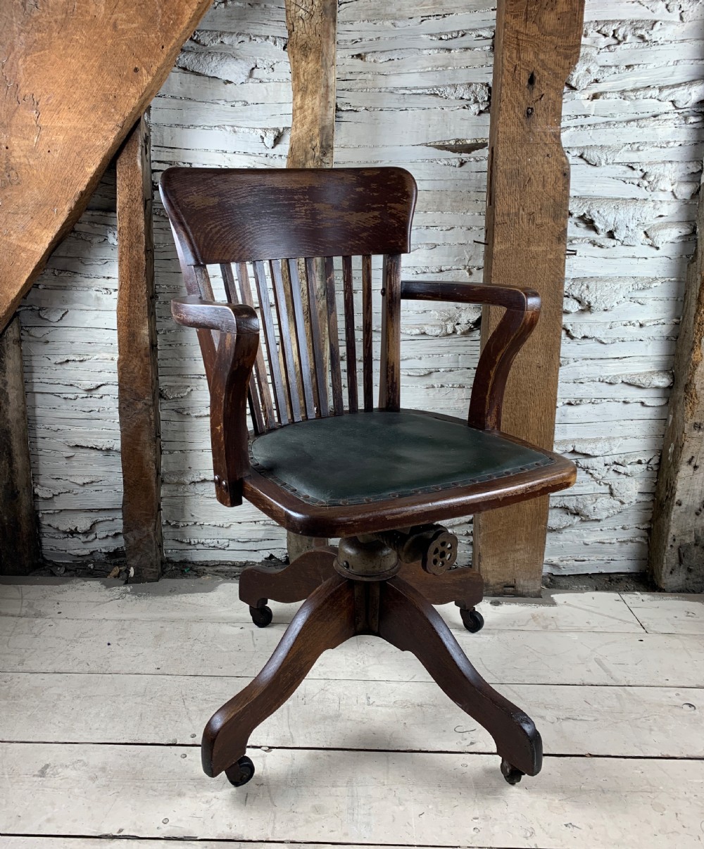 Edwardian Oak Swivel Desk Chair by Hillcrest