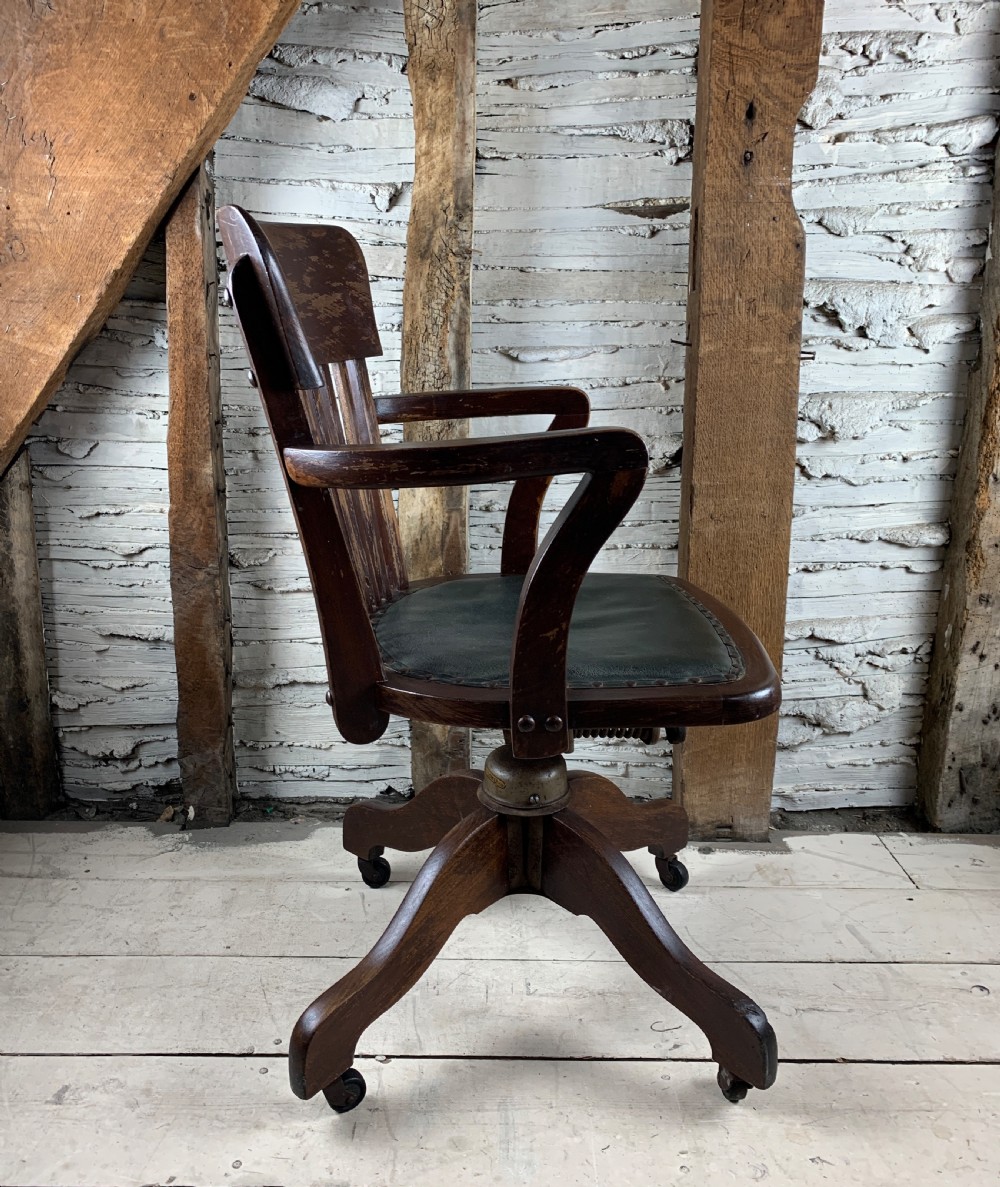 Edwardian Oak Swivel Desk Chair by Hillcrest View II