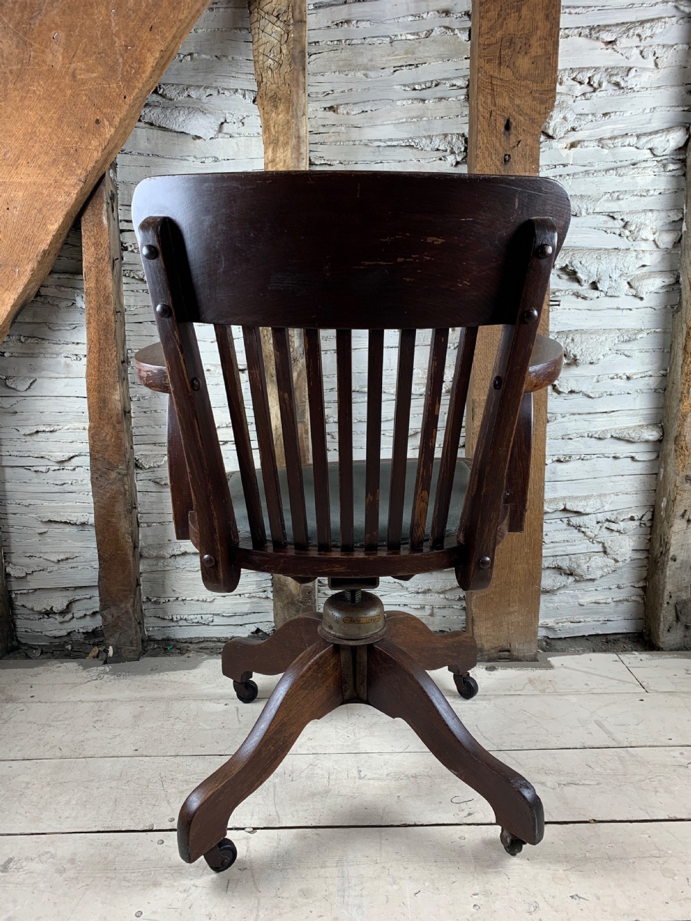 Edwardian Oak Swivel Desk Chair by Hillcrest View III