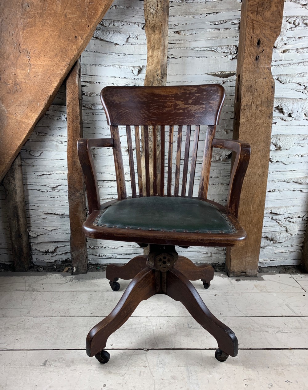 Edwardian Oak Swivel Desk Chair by Hillcrest View IV