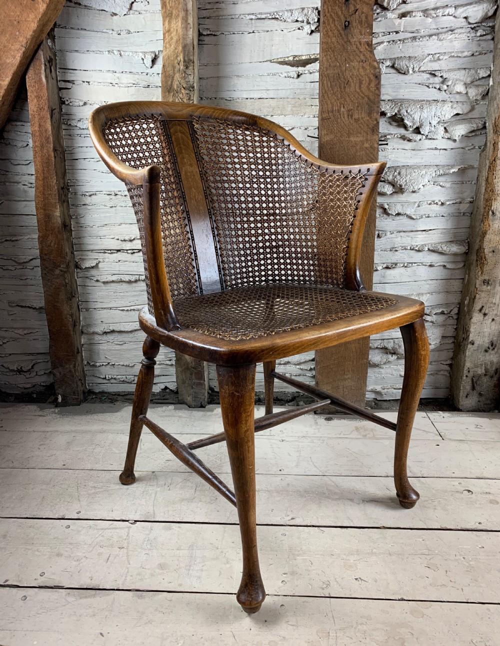 1920's Bergere cane tub back desk chair