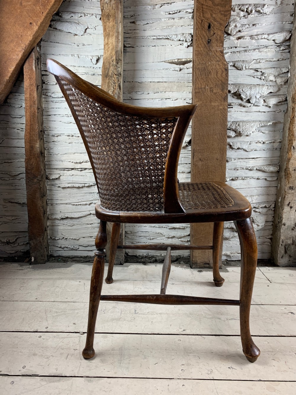 1920's Bergere cane tub back desk chair View IV
