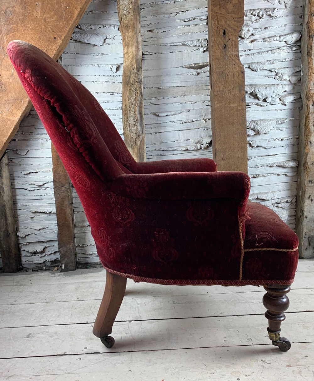 Antique Victorian Spoon Back Armchair for recovering View III