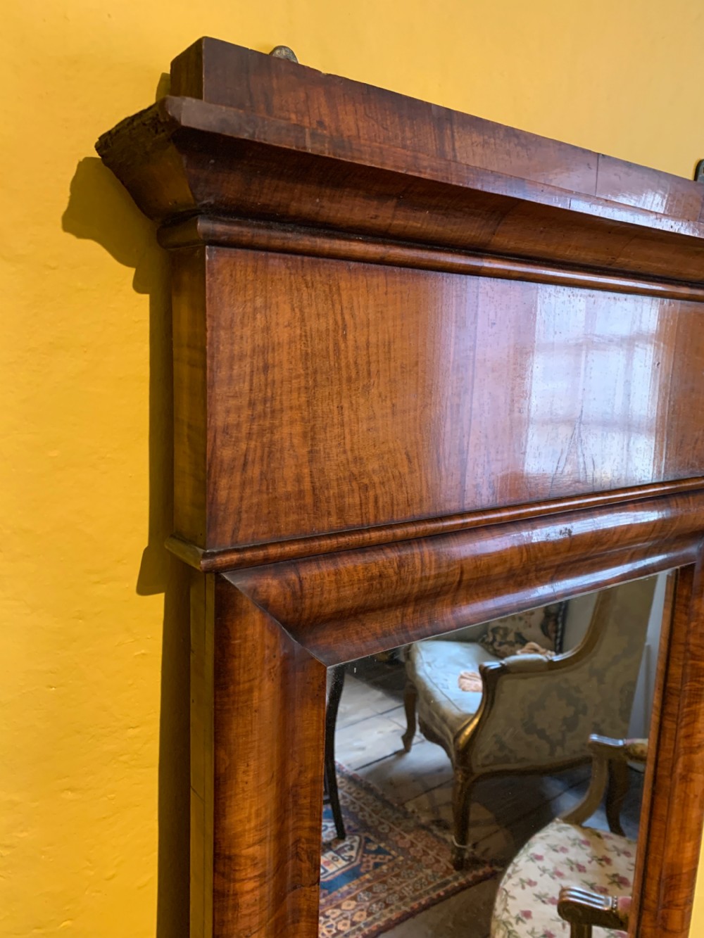 Antique Biedermeier full length mahogany wall mirror View IV
